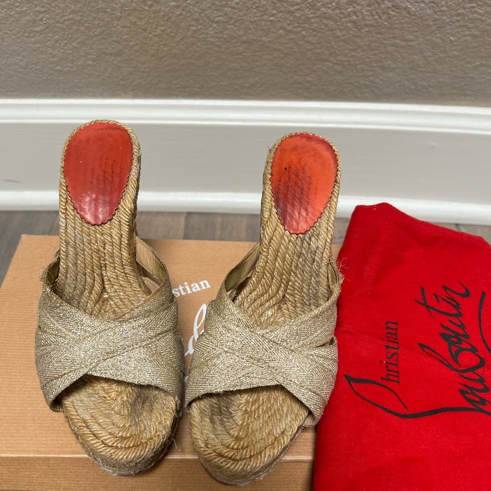 Preloved Christian Louboutin Gold Wedges